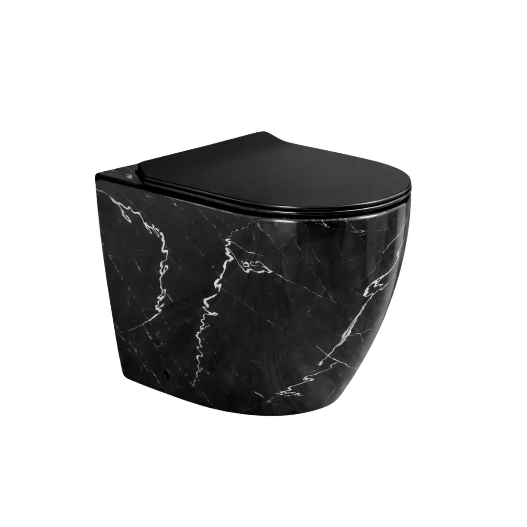 Inodoro Corto Pietra Negro Marquina Con Asiento Attium