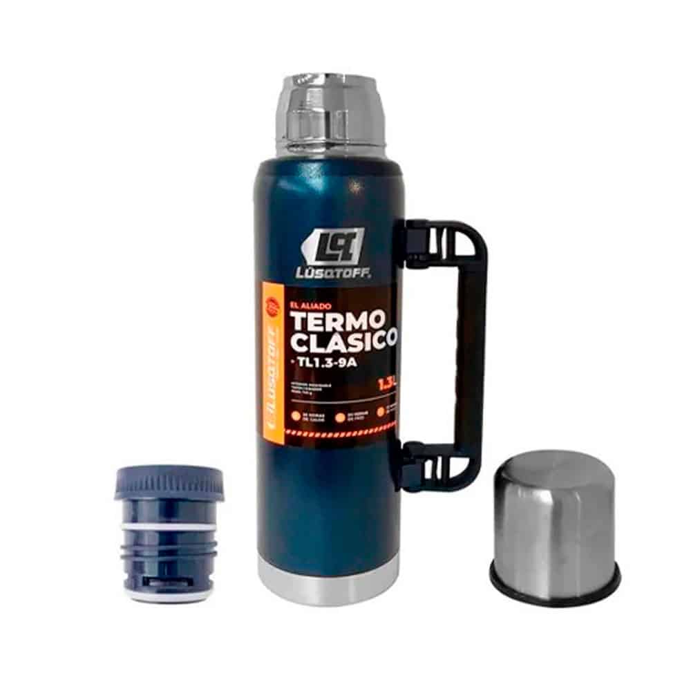 Termo de Acero Inoxidable Azul 1.3lts Lusqtoff