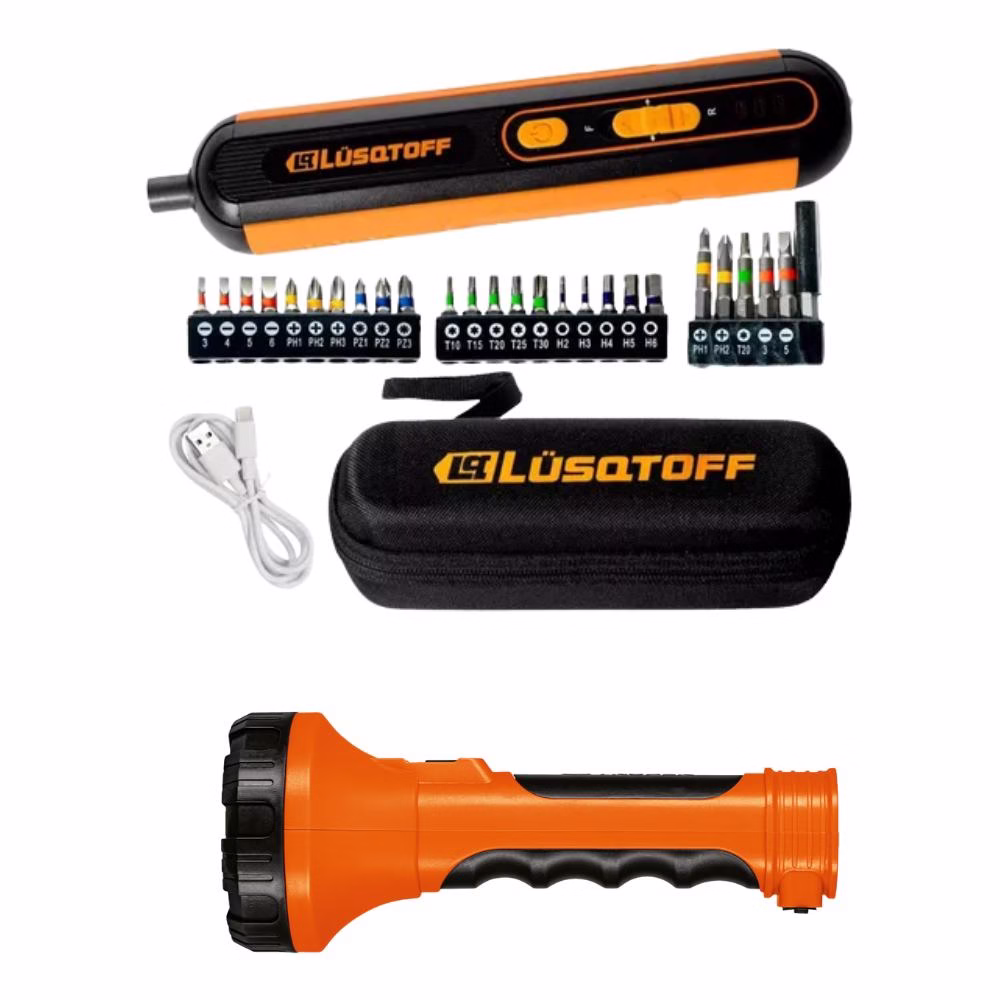 Combo Atornillador Inalámbrico 4v + Linterna Recargable Lusqtoff