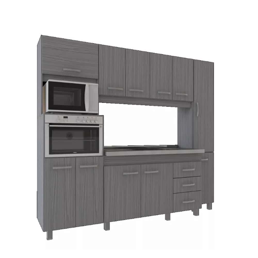 Cocina 2.15 Completa Con Mesada 1.2 Abedul/Jacaranda Orlandi