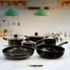 Set Batería Ollas 9 Piezas Aluminio Tapa Vidrio Lusqtoff