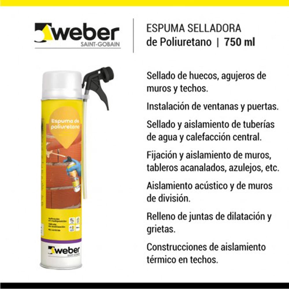 Espuma Poliuretano 750ml Weber Ferretería El Molino 3000