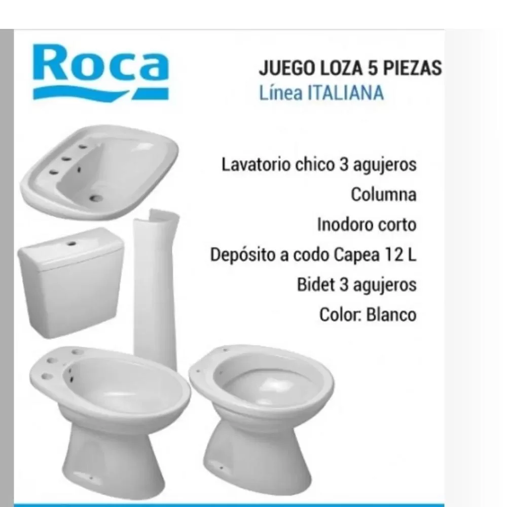 Juego De Baño Inodoro Corto+Bidet+Lavatorio+Columna+Deposito Capea Italiana