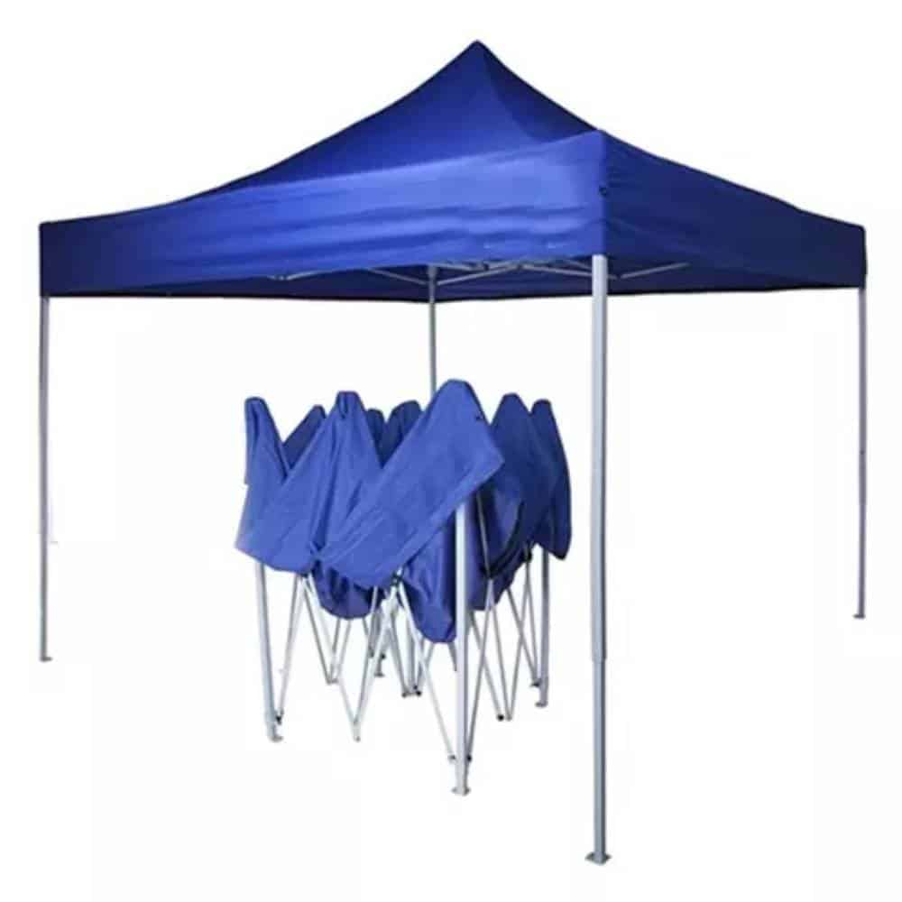 Gazebo Plegable 3x3m Armazón Hierro Azul