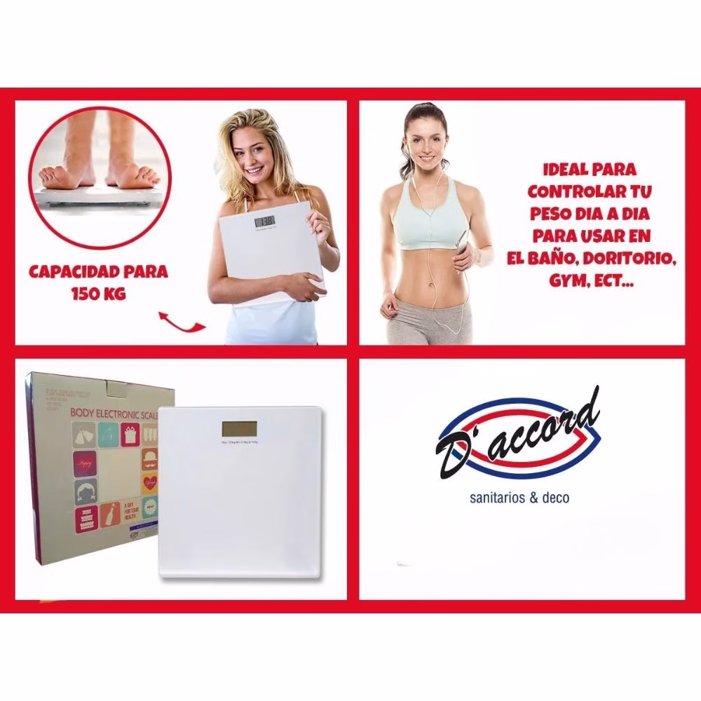 Balanza Electronica Digital Vidrio Templado 150kg D’accord