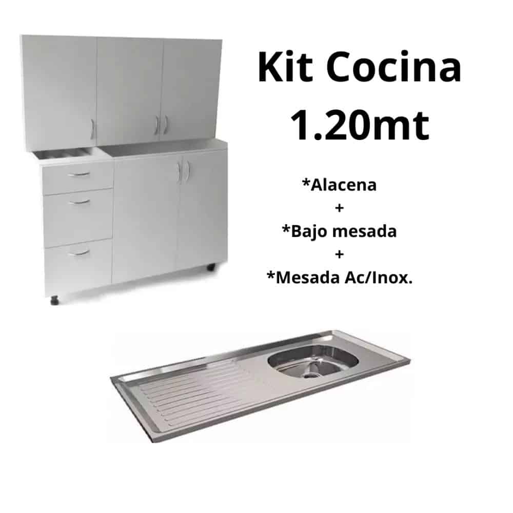 Kit Mueble Cocina  Blanco1.20mt Orlandi